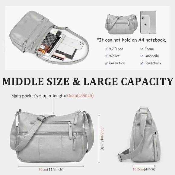 🆕 Volganik Rock PU Leather Shoulder Bag Women Cream Soft Pocketbooks Purse - Picture 4 of 6